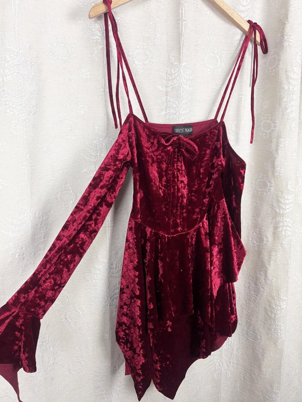 Current Mood F is For Fairies Handkerchief Dress crushed red velvet whimsigoth